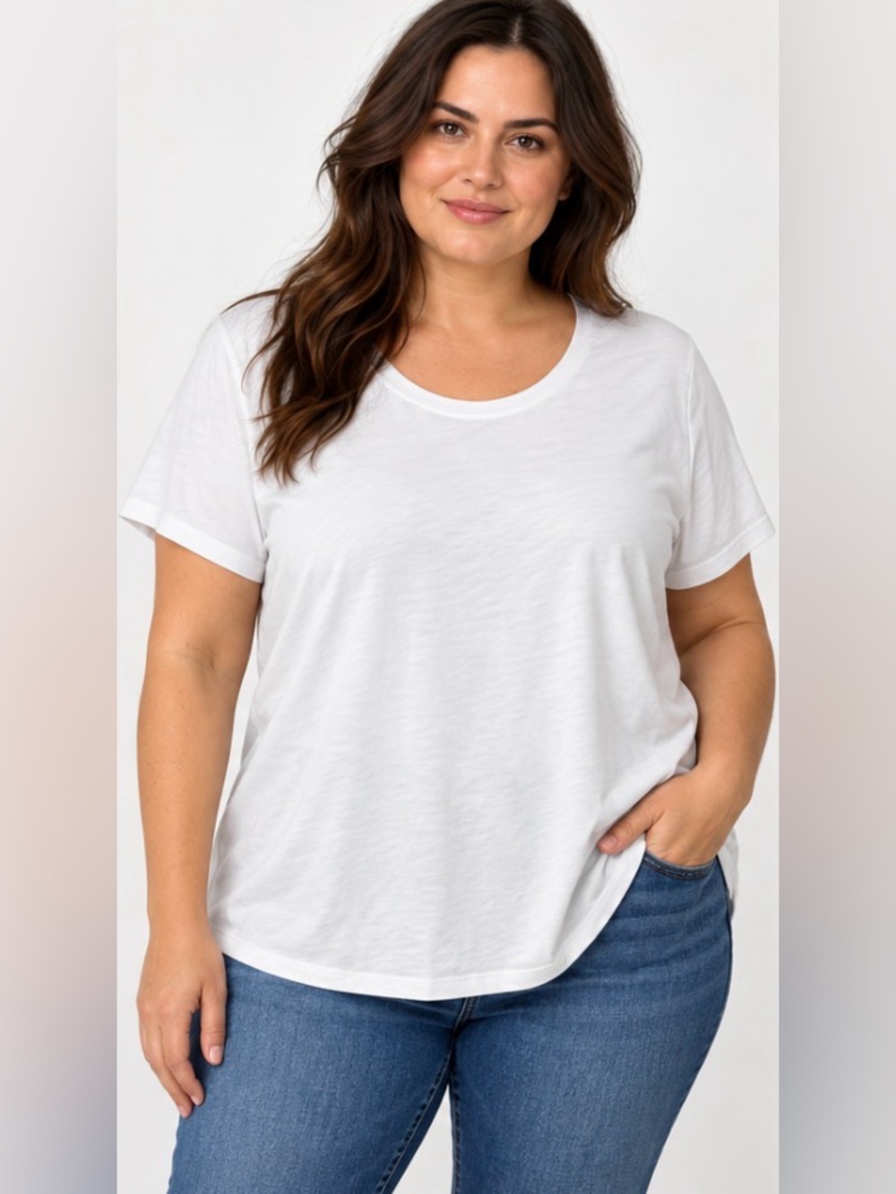 Eileen Fisher Organic Cotton White Crew Neck T-Shirt Top 1X